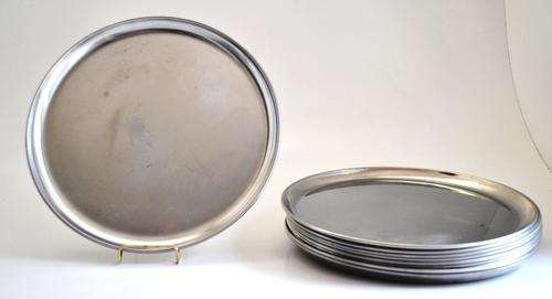 6X STAINLESS STEEL PLATTERS   D-300mm