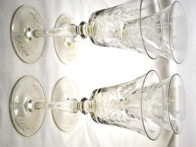 4X SUNFLOWER PATTERN CUT  GLASSWARE H-140 D-60mm