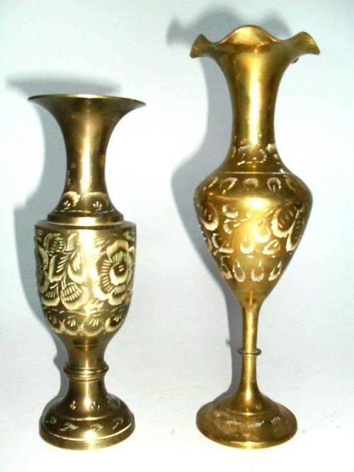 2X BRASS VASES