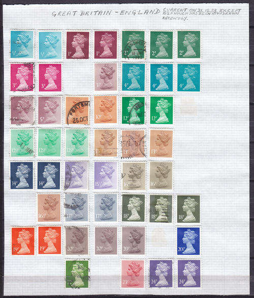GB QEII: FIVE PAGES OF FINE H/M,,AND USED HINGED ON PAPER AS PER SCANS