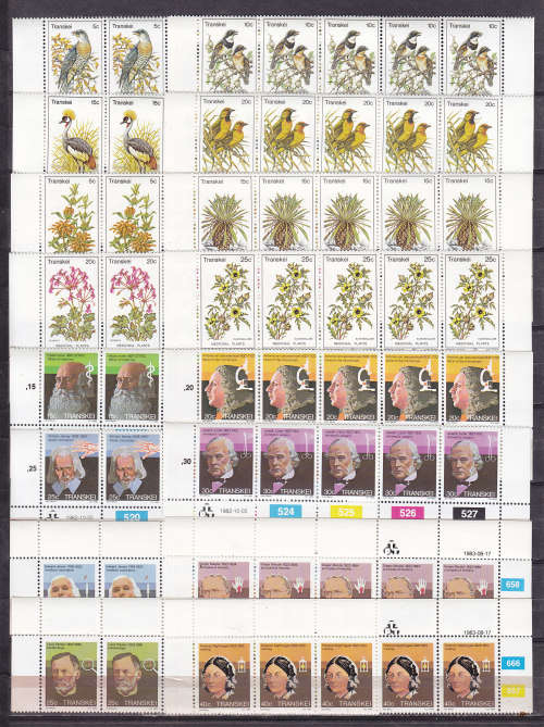 TRANSKEI : FOUR SETS IN  VERY FINE U/M CONTROL BLOCKS.