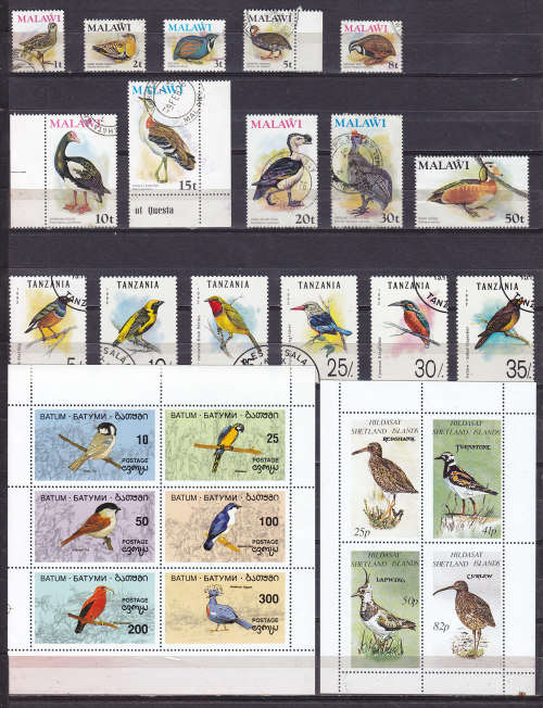 THEMATIC : VERY FINE C.T.O. AND UNMOUNTED MINT BIRDS ISSUES