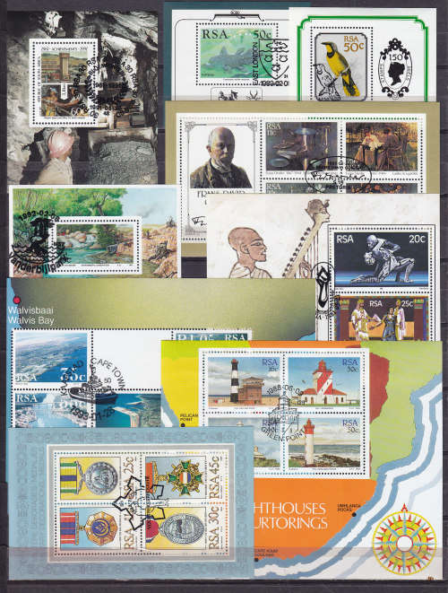 R.S.A. : SELECTION OF EIGHT VERY FINE UNMOUNTED C.T.O. MINIATURE SHEETS