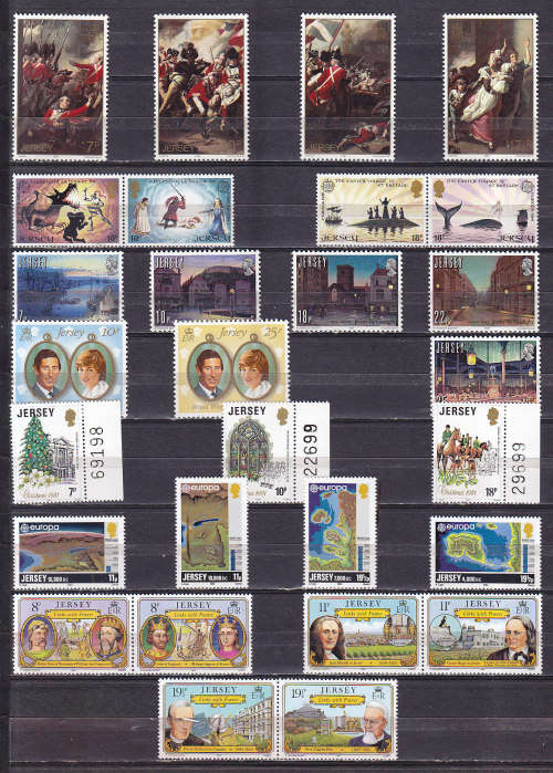 JERSEY : SEVEN VERY FINE UNMOUNTED MINT SETS