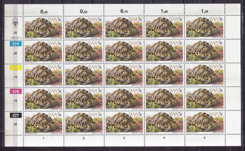 S.W.A. : 1982 TORTOISES SET IN VERY FINE UNMOUNTED MINT FULL SHEETS.. SEE SCANS