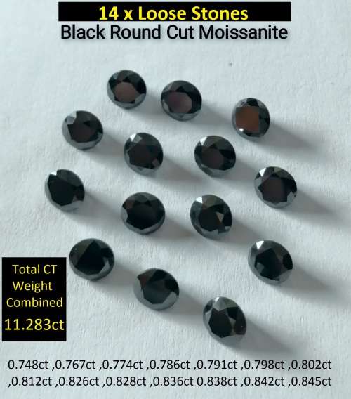 WOW !!!!+- 11.20ct Black Moissanite Diamonds Lot ,Sizes As Per Pictures Posted !!!