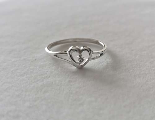 Solid 925 Sterling Silver Diamond Designer Heart shape Engagement Ring, NOT PLATED!!