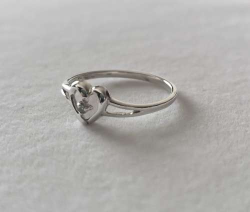 Solid 925 Sterling Silver Diamond Designer Heart shape Engagement Ring, NOT PLATED!!