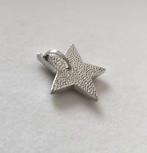 R1 Start -  Solid 925 Silver Designer Star Shape Pendant with Small Gemstones, NOT PLATED!!