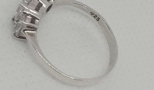 Solid 925 Silver Designer Ladies Engagement Trilogy Style Ring ,With Cubic Ziconias ,NOT  PLATED!!