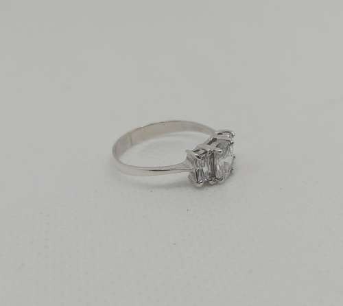 Solid 925 Silver Designer Ladies Engagement Trilogy Style Ring ,With Cubic Ziconias ,NOT  PLATED!!