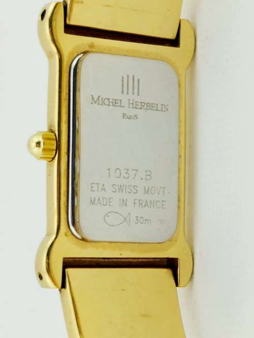 Original Vintage Michel Herbelin Gold Bangle Style Ladies Watch, Like New Condition.