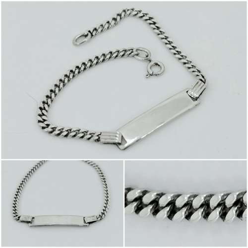 Solid 925 Silver Curb Link Bracelet with Engraveable Name Tag, As per pictures posted.