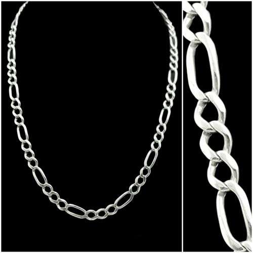 Solid 925 Silver Designer Figaro Link Chain, 64cm Long, As per pictures posted.