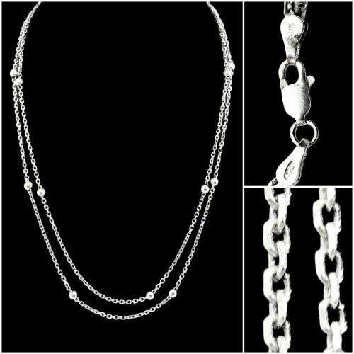Solid 925 Silver Designer Chain with Solid Silver Beads, Stunning one of a kind.