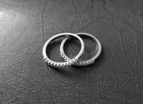 2 x Solid 9ct White Gold Diamond Eternity Bands, See Full Descrition Please !!!!