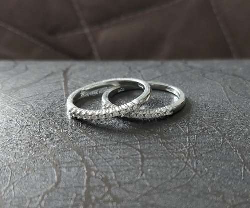 2 x Solid 9ct White Gold Diamond Eternity Bands, See Full Descrition Please !!!!