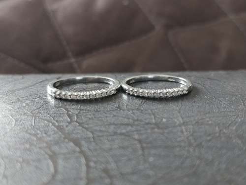 2 x Solid 9ct White Gold Diamond Eternity Bands, See Full Descrition Please !!!!