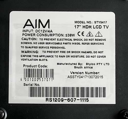 AIM Lcd 17` Tv Set, Hdmi, Perfect for Gaming, Incl Remote and power supply.