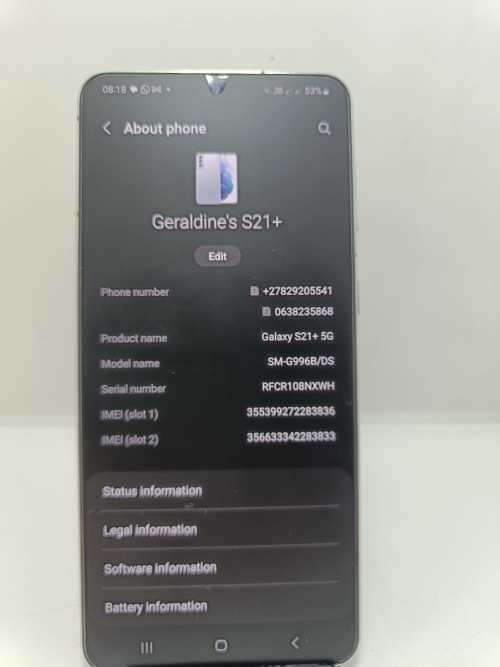 Samsung S21 Plus, 256gig, dual sim, 8gig Ram, Local Stock, with charger