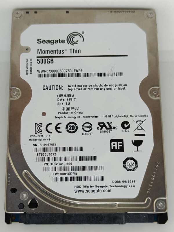 5 x Seagate 2.5` Laptop Hard drives, 500gig Sizes, one bid for all, as per pictures