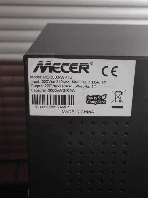 Mecer ME-3000-WTPU Online UPS, Very Powerful, Brand New Gel Batteries Fitted, See full Description!!