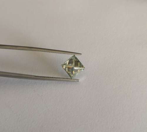 Wow!!! 2.15ct Princess Cut Moissanite Diamond, Si Clarity, Yellow, Dark Green mix Colour