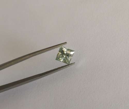 Wow!!! 2.15ct Princess Cut Moissanite Diamond, Si Clarity, Yellow, Dark Green mix Colour