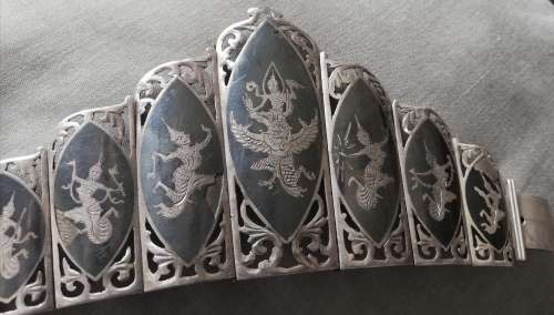 Vintage Solid Heavy Siam Silver items sold together as a lot, Braclet, Earing, brooch.....