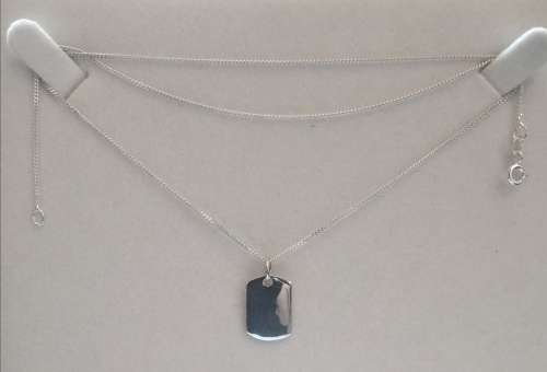 Solid 925 Silver Designer Curb link Chain with Name Tag Pendant bid for both, NOT PLATED!!