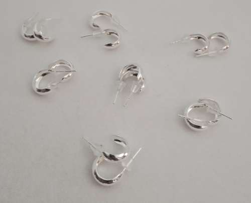 Solid 925 Sterling Silver small Size Half Round Earing Hoops Set, Brand new,  NOT PLATED!!