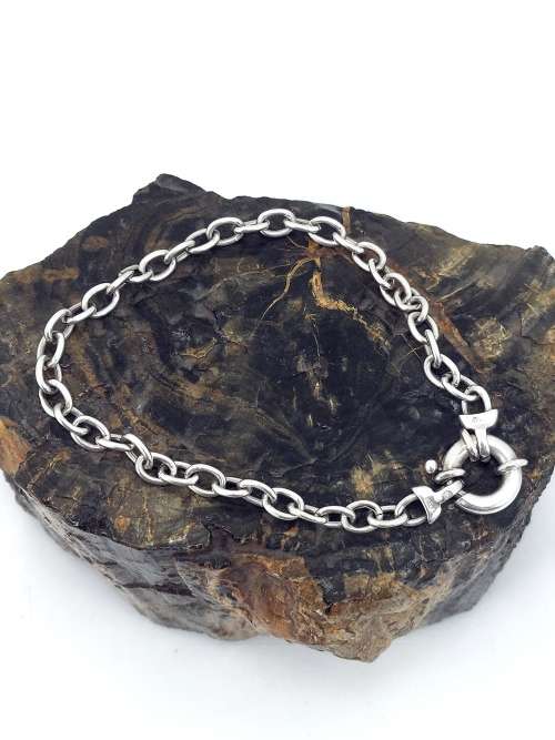 Solid 925 Silver Anchor Link Style Bracelet with Signoretti Clasp