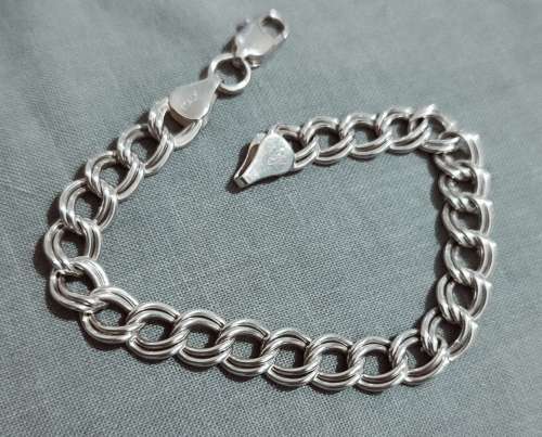 Solid 925 Silver Designer Italy Double Curb link Style Bracelet, see full description!!!!