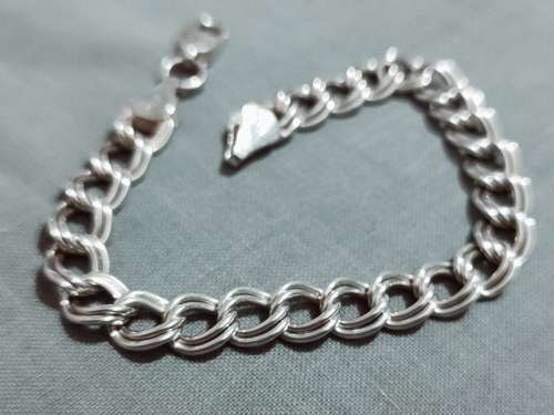 Solid 925 Silver Designer Italy Double Curb link Style Bracelet, see full description!!!!