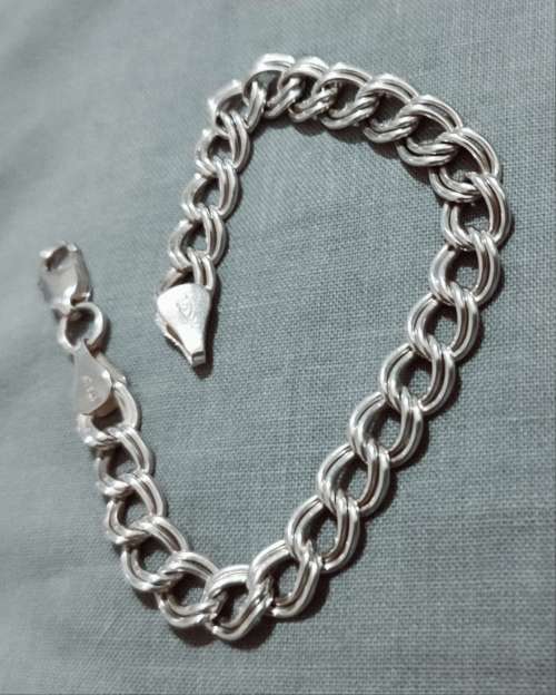 Solid 925 Silver Designer Italy Double Curb link Style Bracelet, see full description!!!!