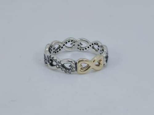 Solid 14ct Gold and Silver Pandora Infinity Promise Ring, Genuine Pandora.