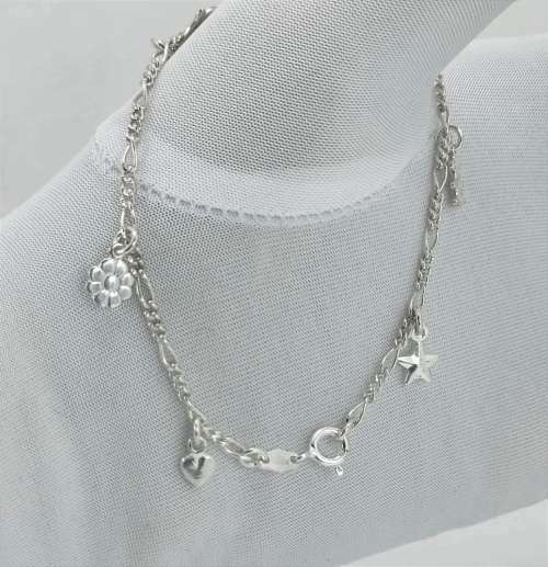 Solid 925 Silver Designer Charm Bracelet, see full Description!!!