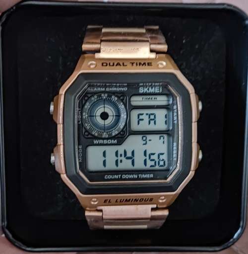 Wow!! Skmei Gents Military Style Sports Watch, Multifunction, Rose Gold Color, Brand New!!