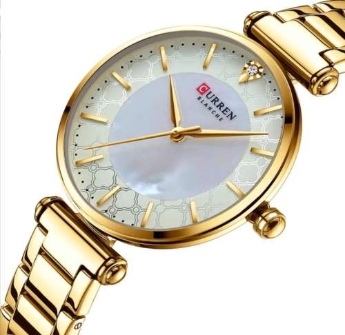 Wow!!!! Curren Ladies Designer Mother of Pearl Watch, Yellow Gold Color, Stainless Steel, Brand New!