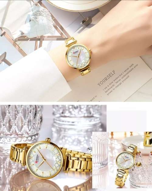 Wow!!!! Curren Ladies Designer Mother of Pearl Watch, Yellow Gold Color, Stainless Steel, Brand New!