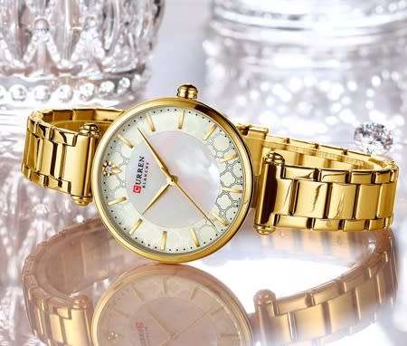 Wow!!!! Curren Ladies Designer Mother of Pearl Watch, Yellow Gold Color, Stainless Steel, Brand New!