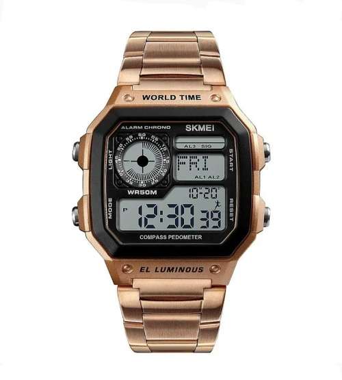 Wow!! Skmei Gents Military Style Sports Watch, Multifunction, Rose Gold Color, Brand New!!