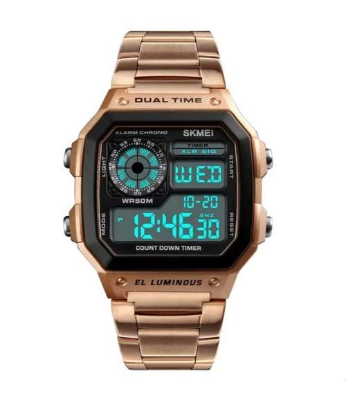 Wow!! Skmei Gents Military Style Sports Watch, Multifunction, Rose Gold Color, Brand New!!
