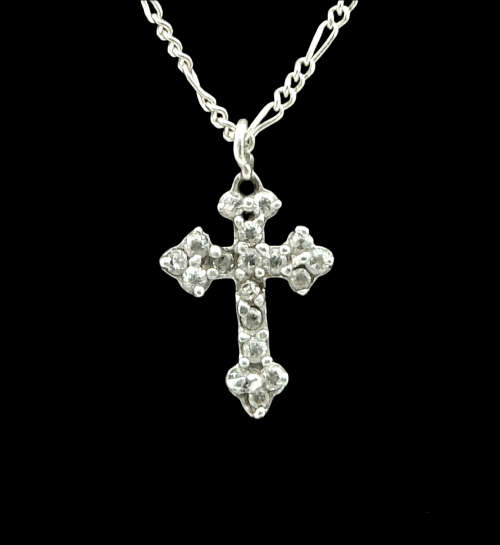Solid 925 Silver Chain and Designer Religious Cross Style Pendant set, as per pictures.