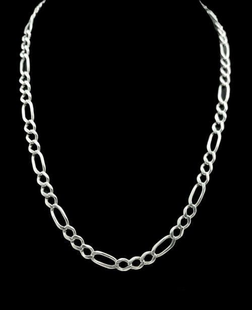 Solid 925 Silver Designer Figaro Link Chain, 64cm Long, As per pictures posted.