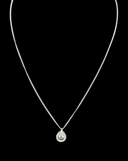Solid 925 Silver Designer Swivel Stone Pendant & Fine Curb link Chain set, As per pictures.