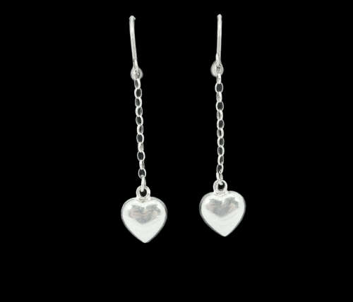 Solid 925 Silver Designer Drop & Dangle Heart Style Earing Set, As per pictures posted.