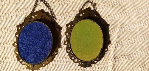Vintage brass painting or photo frames Italy with paintings on silk