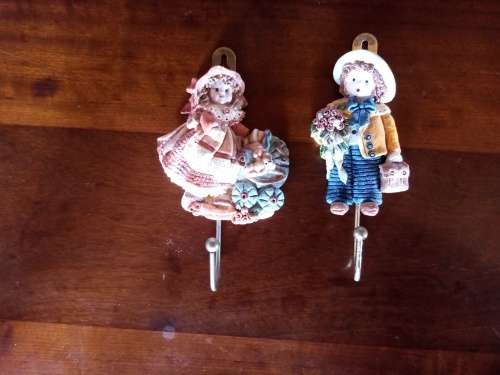 Two ceramic coat hooks (France)