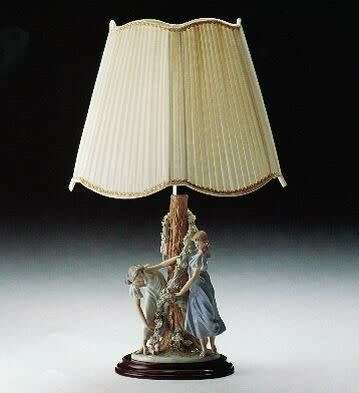 Lladro Nymphs bedside lamp with original shade in perfect condition.